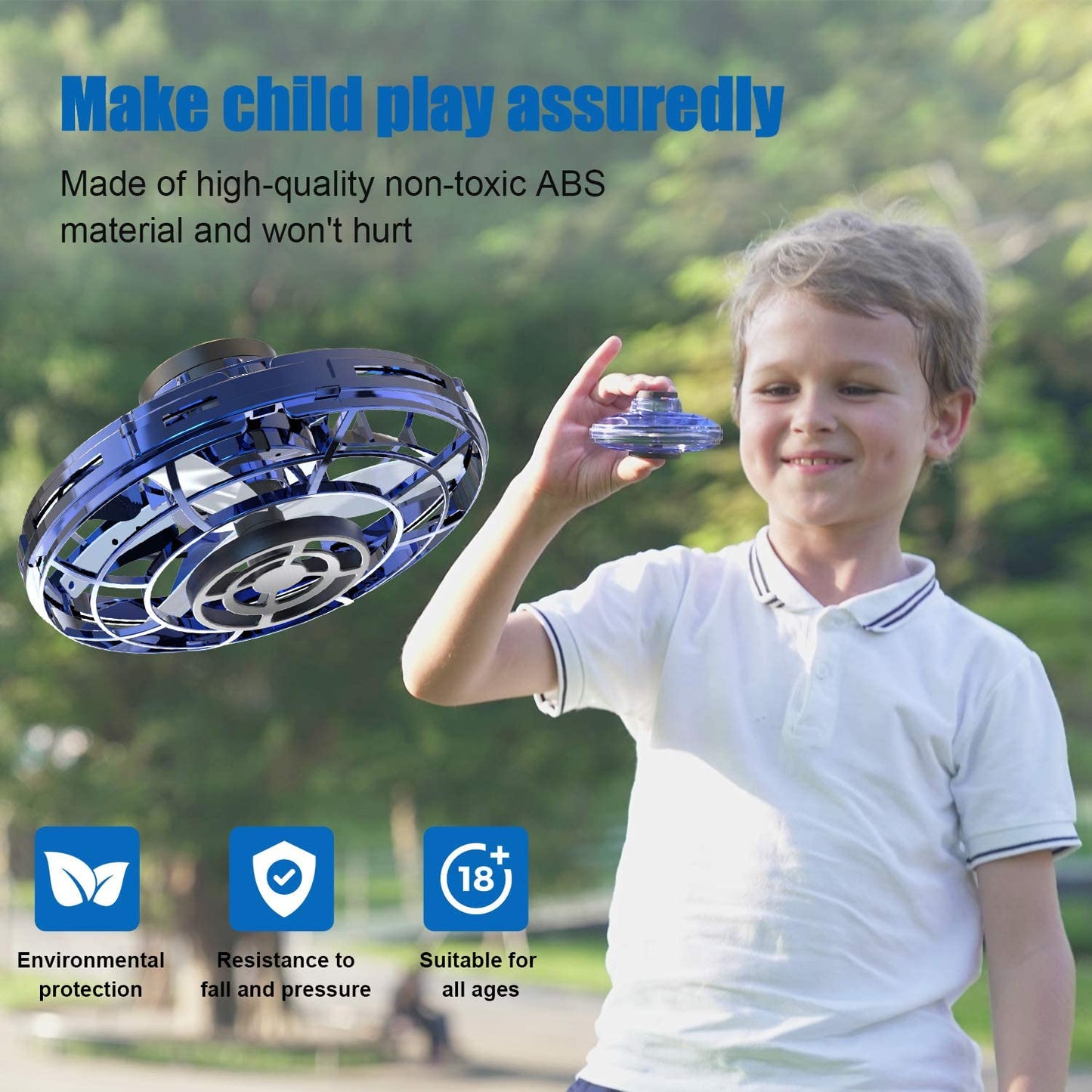 Light-Up Mini Drone Spinner - Interactive Toy for Kids 7 and Up: LED UFO Flying Helicopter with Fingertip Gyro. Perfect for Indoor and Outdoor Fun, Ideal for Christmas and Birthday Gift.
